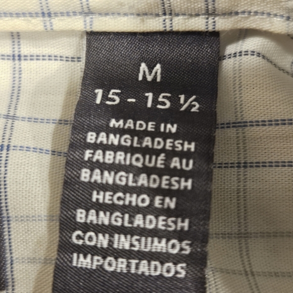 Van Heusen SZ M 15/15.5 Collared Long Sleeve Button Down White Blue Stripe Shirt - Picture 5 of 9